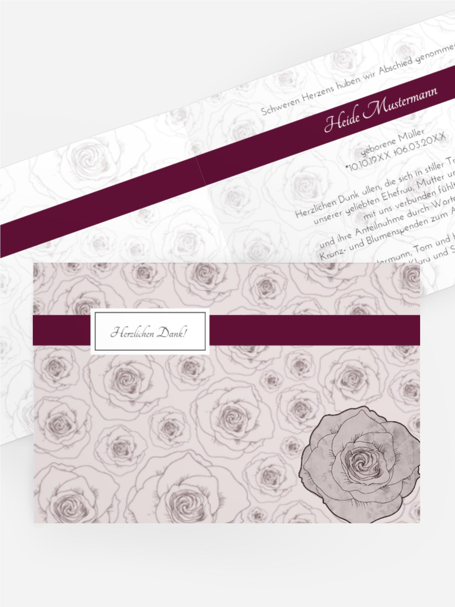 Dankeskarte Rosenmeer quer