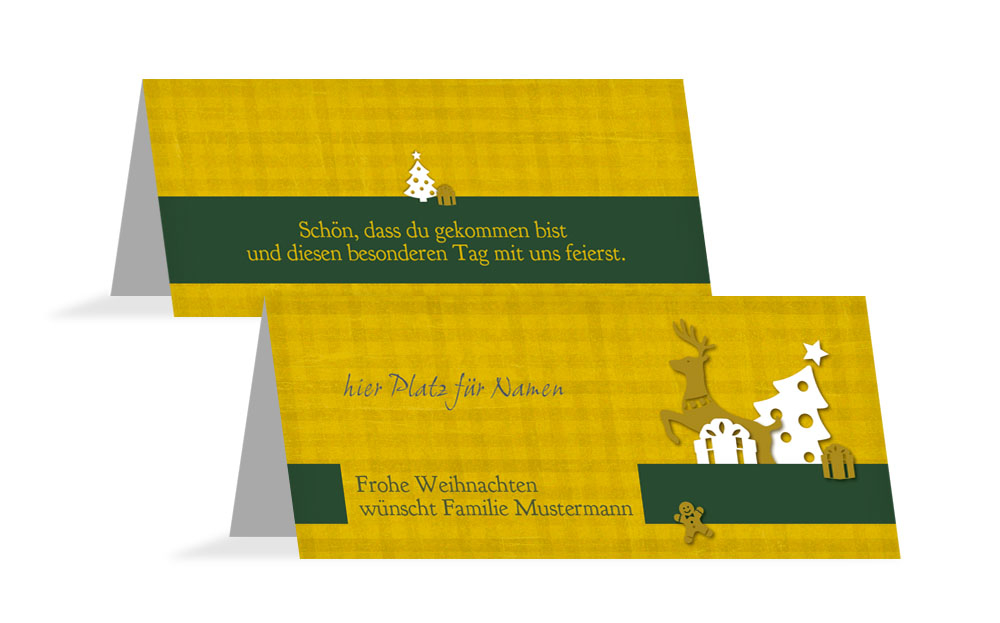Weihnachtstischkarte Geschenke