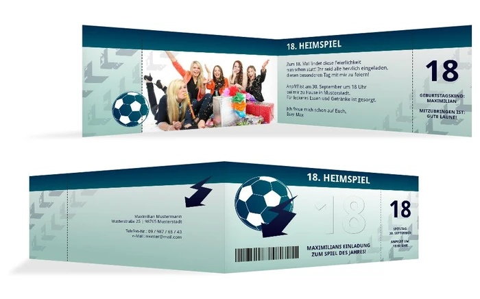 Einladung zum 18. Geburtstag Heimspiel Foto Einladung zum 18. Geburtstag Heimspiel Foto