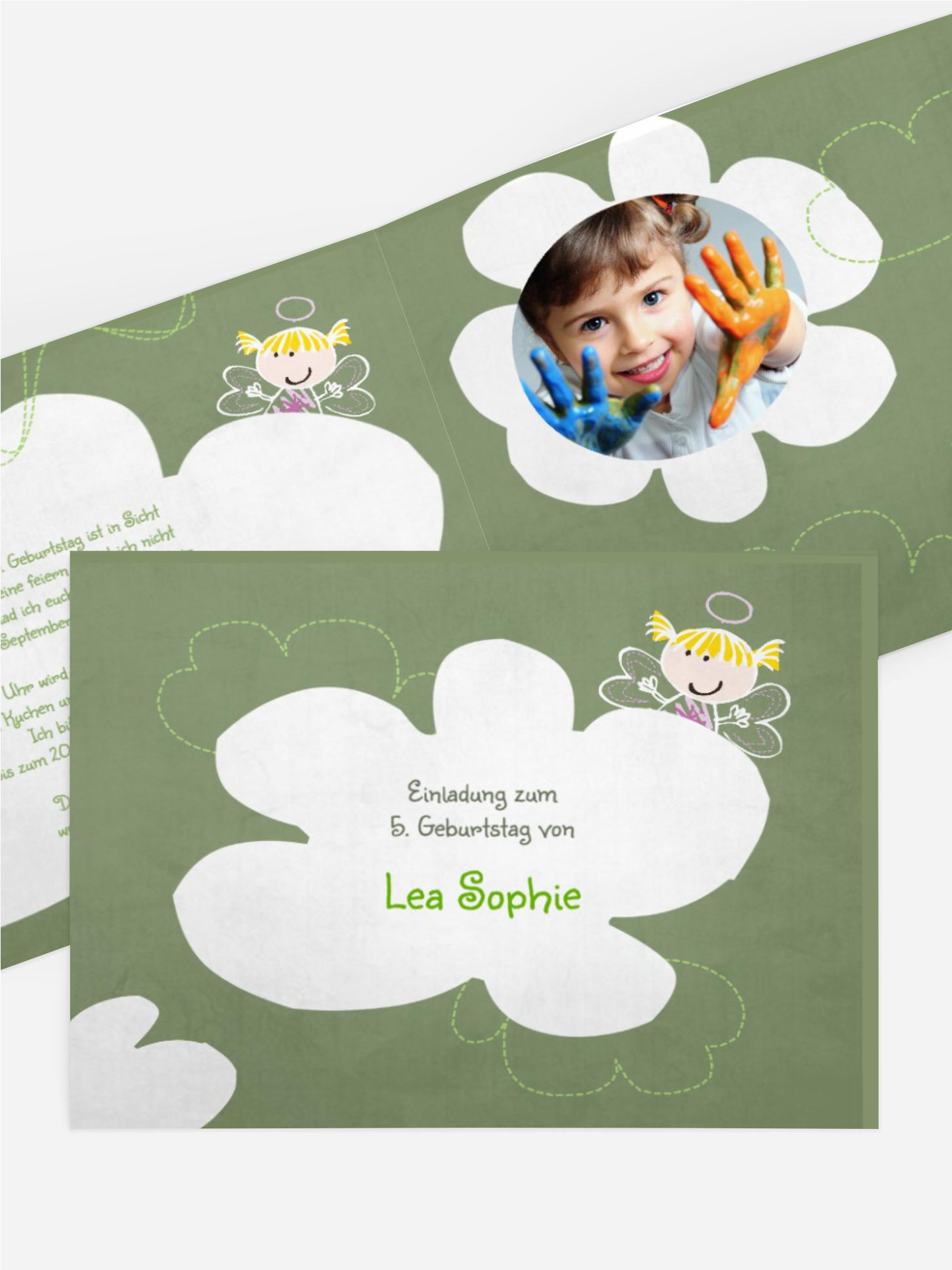 Kindergeburtstagseinladung "Engelchen mit Foto" Kindergeburtstagseinladung "Engelchen mit Foto"
