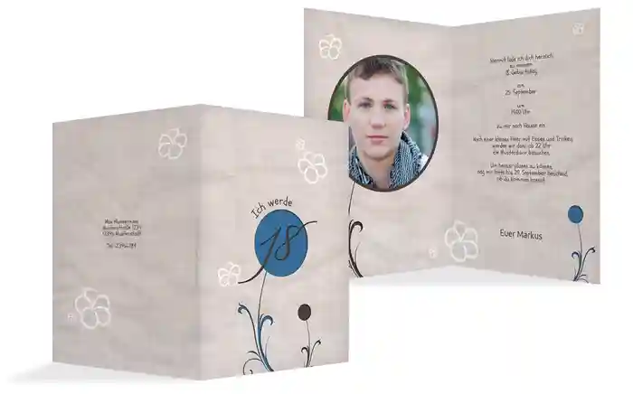 Geburtstagseinladungskarte Fantasyflower 18 Foto