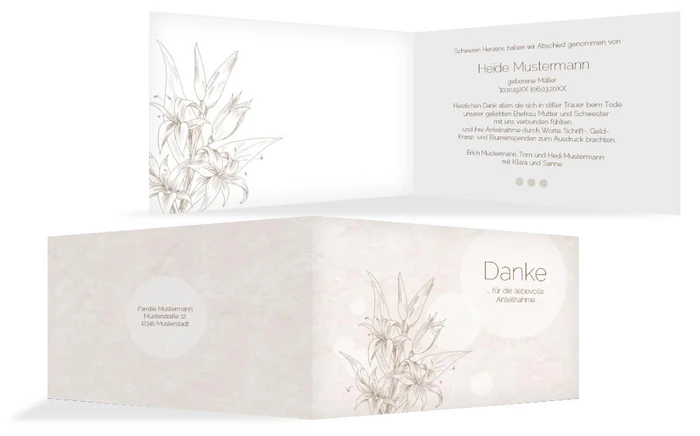 Dankeskarte Lilien quer