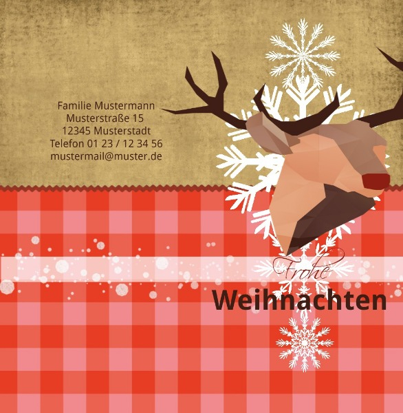 Weihnachtsgrußkarte Hirschkopf 