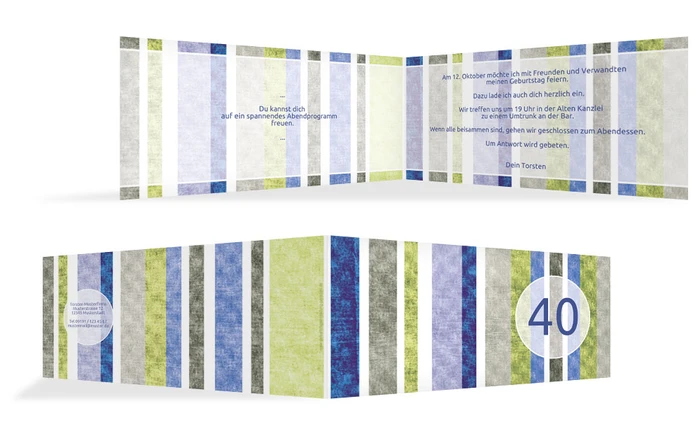 Geburtstagseinladung Gestreift 40