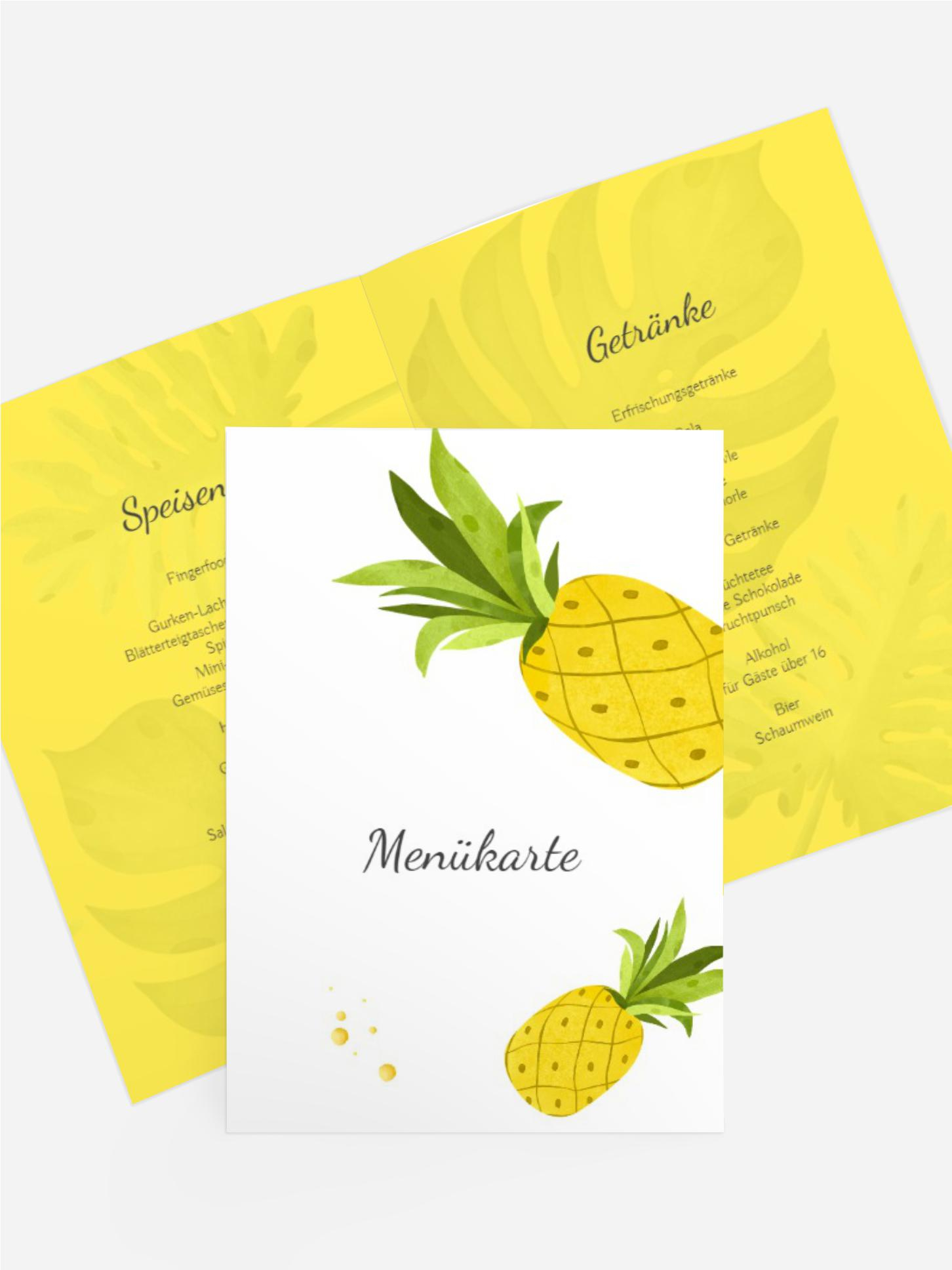 Menükarte Jugendliche Geburtstag Fliegende Ananas