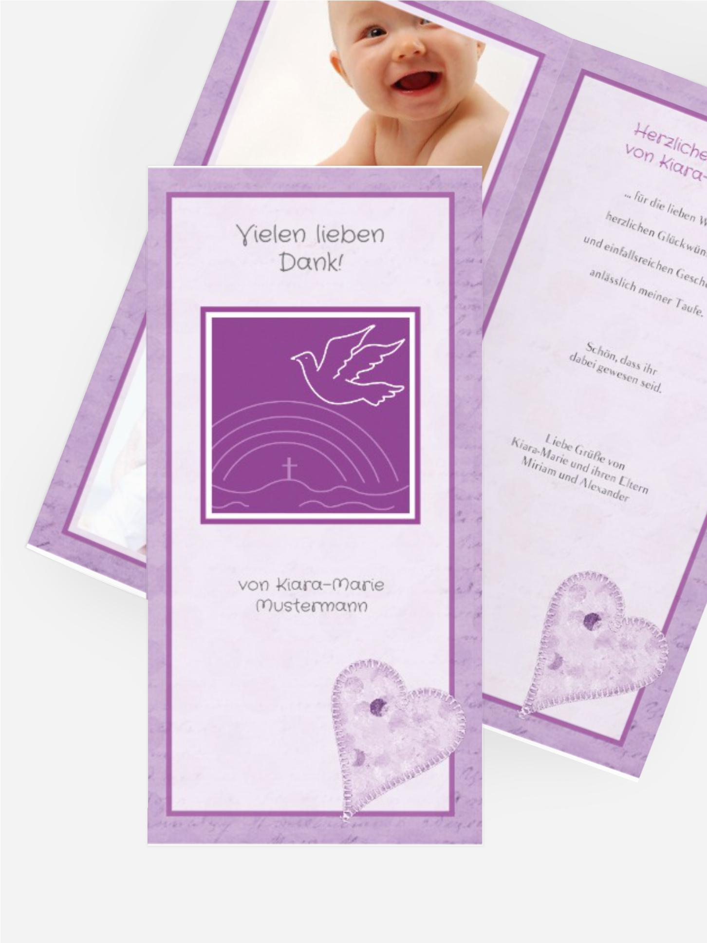 Dankeskarte Taufe Bubblehearts