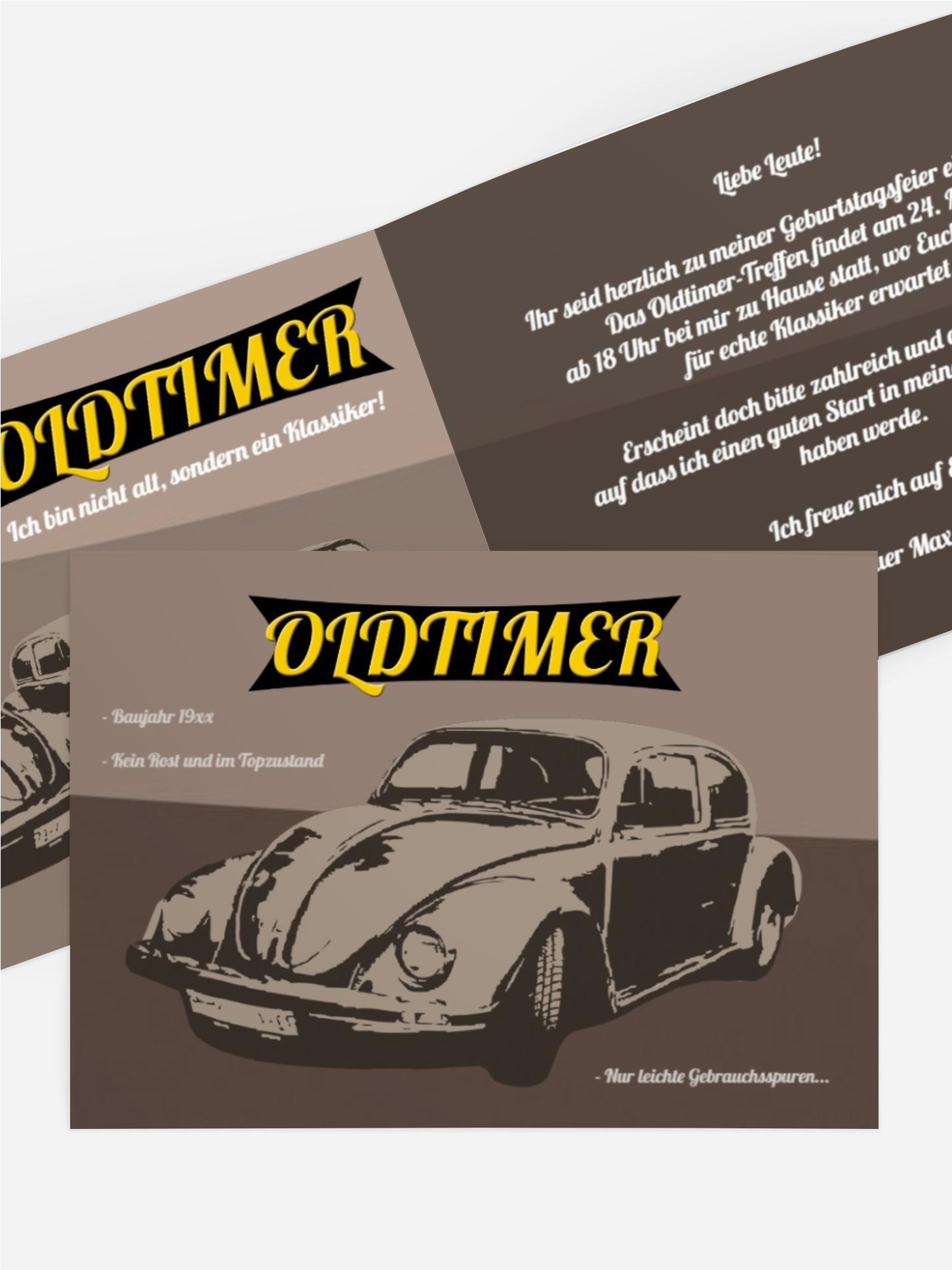 Einladung zum Geburtstag Oldtimer