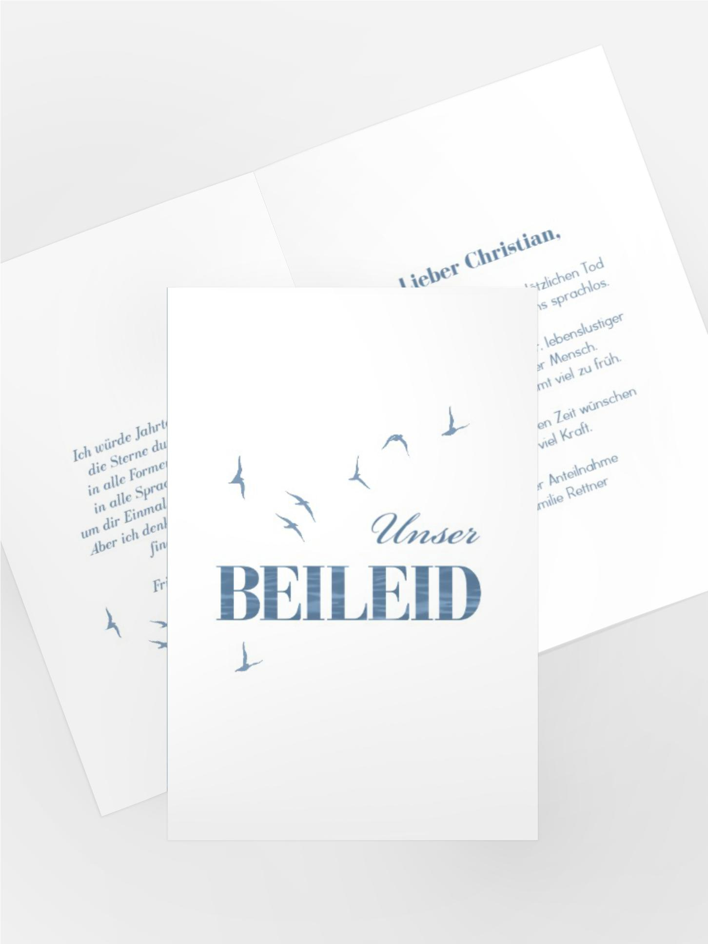 Kondolenzkarte Tiefe der Traurigkeit