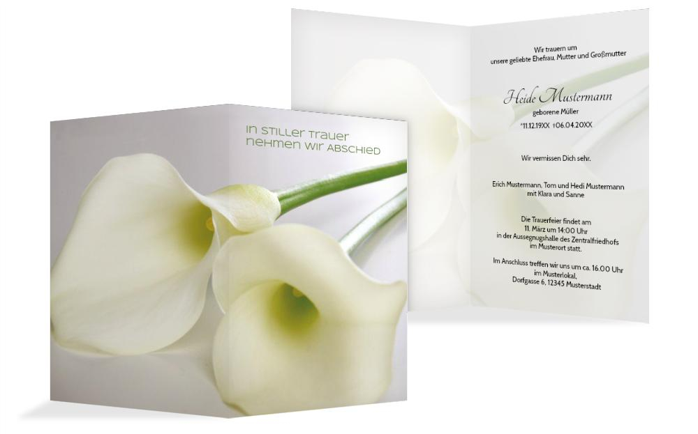 Trauerkarte Calla hoch Trauerkarte Calla hoch