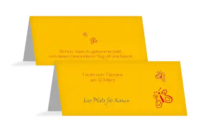 Tischkarte Taufe Butterfly