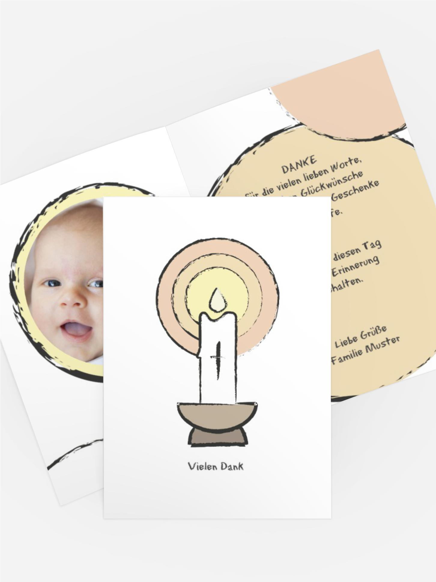 Dankeskarte Taufe Kerzenschein