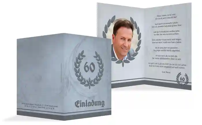 Einladungskarte Geburtstag Lorbeerkranz 60 Foto