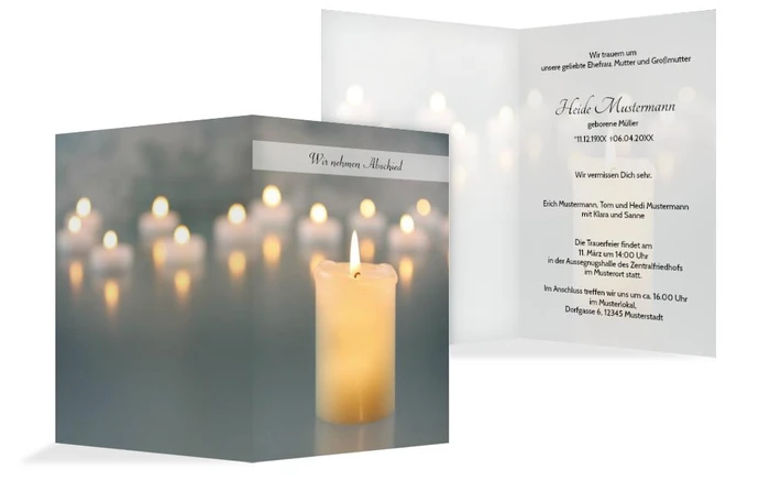 Trauerkarte Kerzenlichter hoch