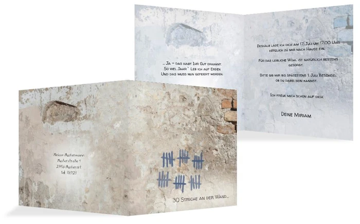 Einladung Striche an der Wand 30 Einladung Striche an der Wand 30