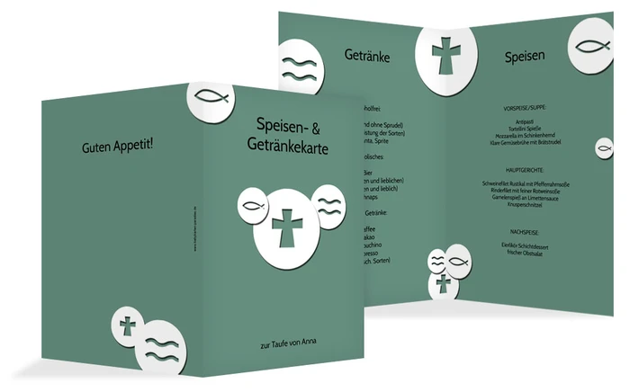 Menükarte Taufe Taufsymbole