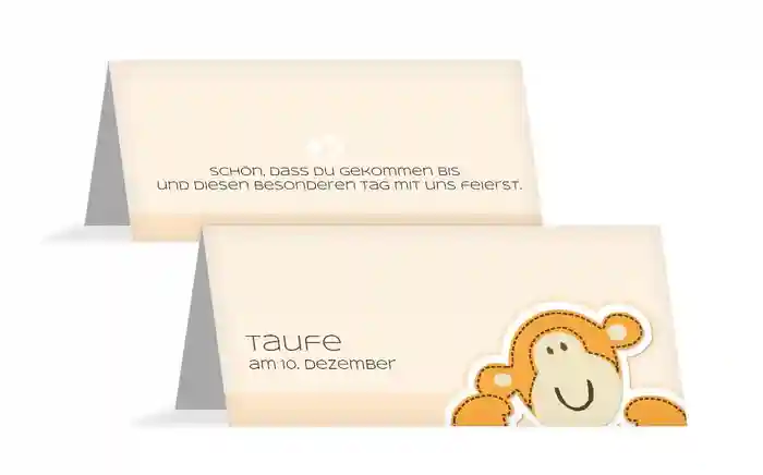 Tischkarte Taufe Aeffchen