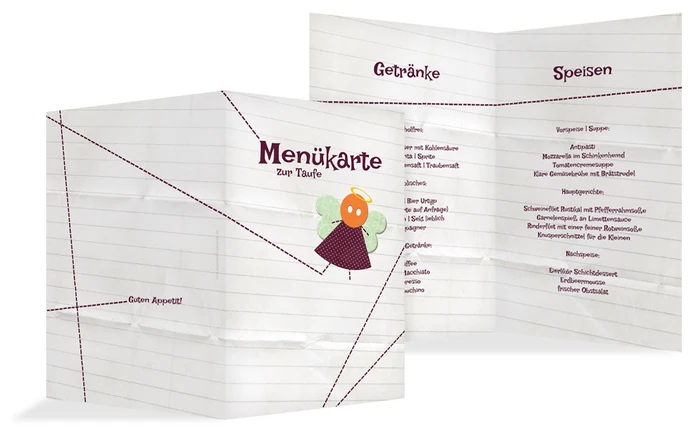 Menükarte Taufe Stoffengelchen