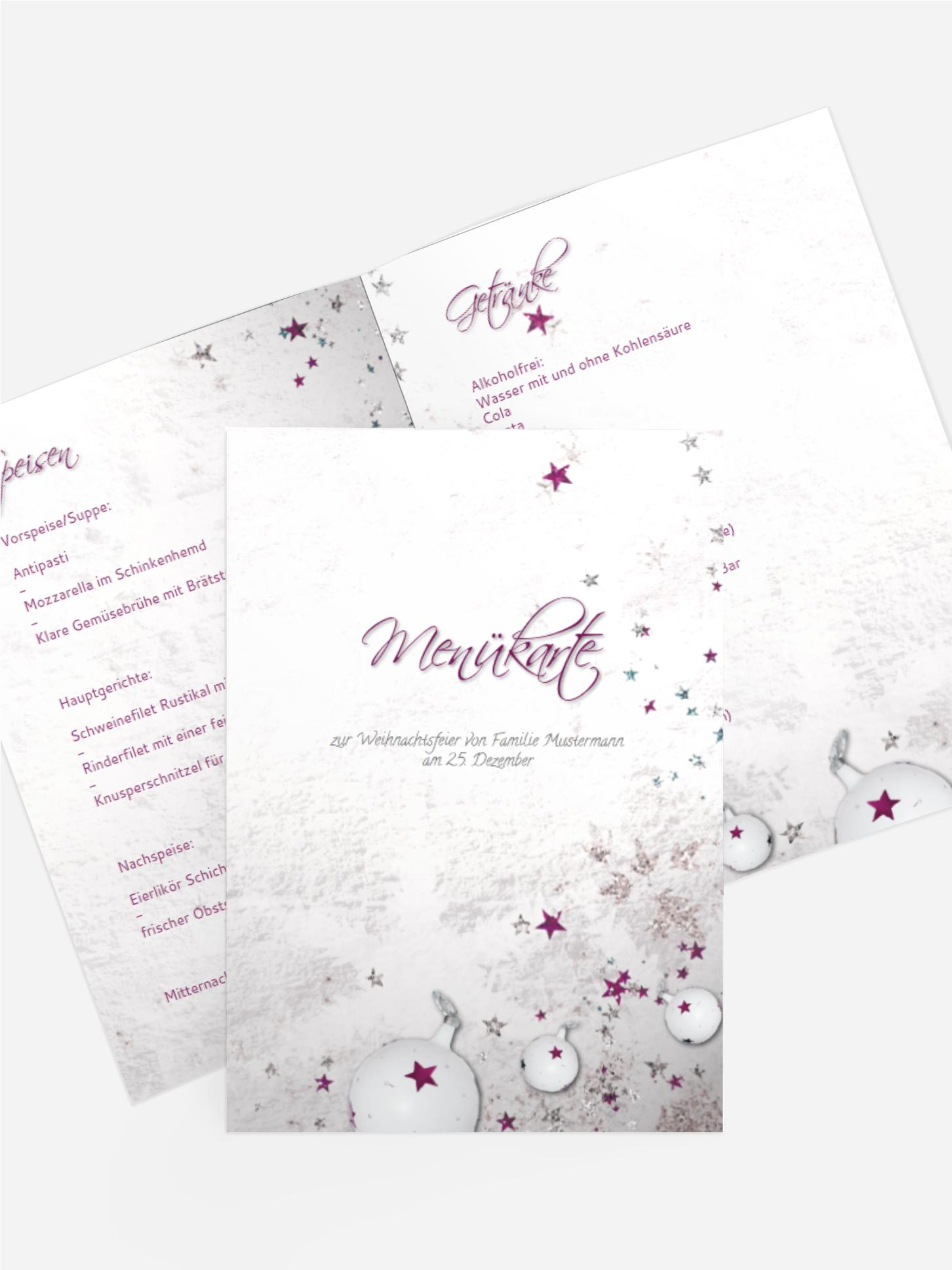 Weihnachten Menükarte Sternenstaub
