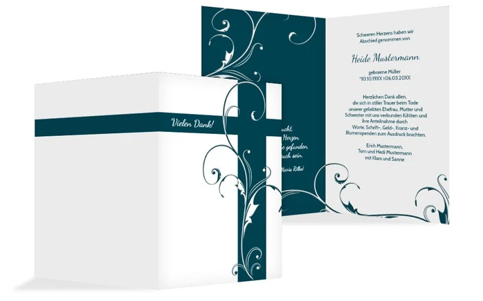 Dankeskarte Blumenkreuz hoch