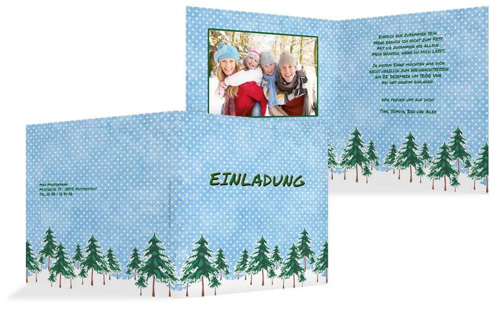 Weihnachtseinladungskarte Privat Schneewald Weihnachtseinladungskarte Privat Schneewald