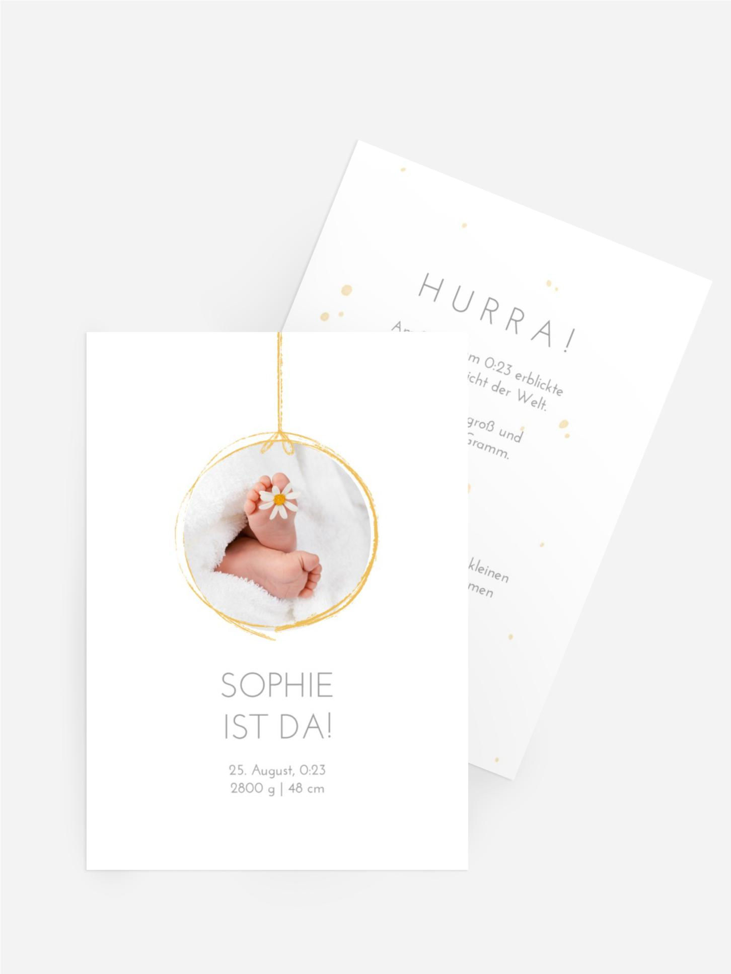 Geburtskarte Blumenaufhängung