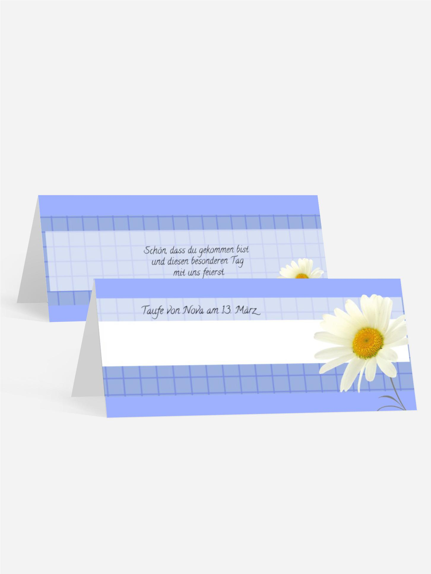 Tischkarte Taufe Margeriten