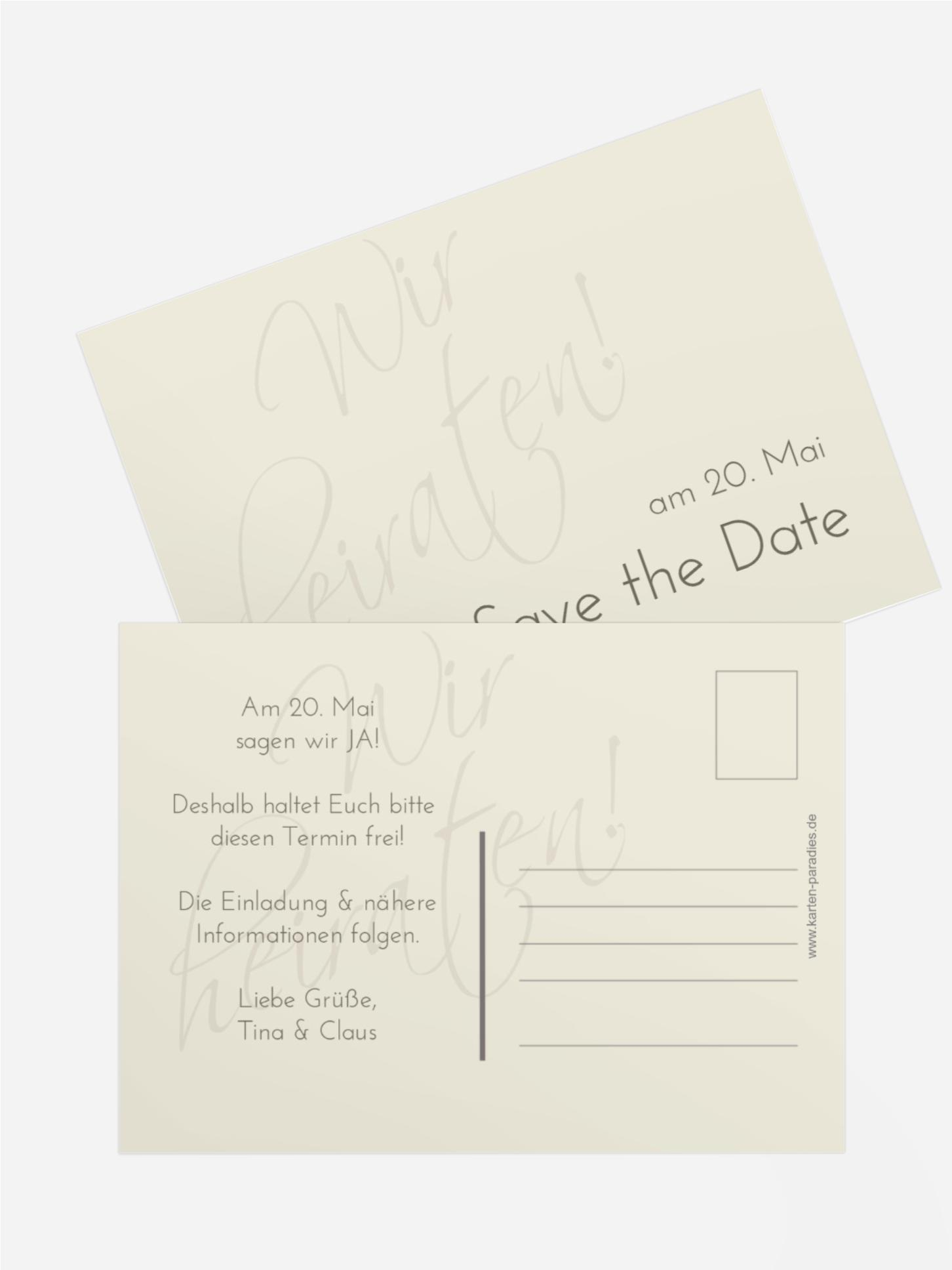 Save the Date Karte Liebesbotschaft
