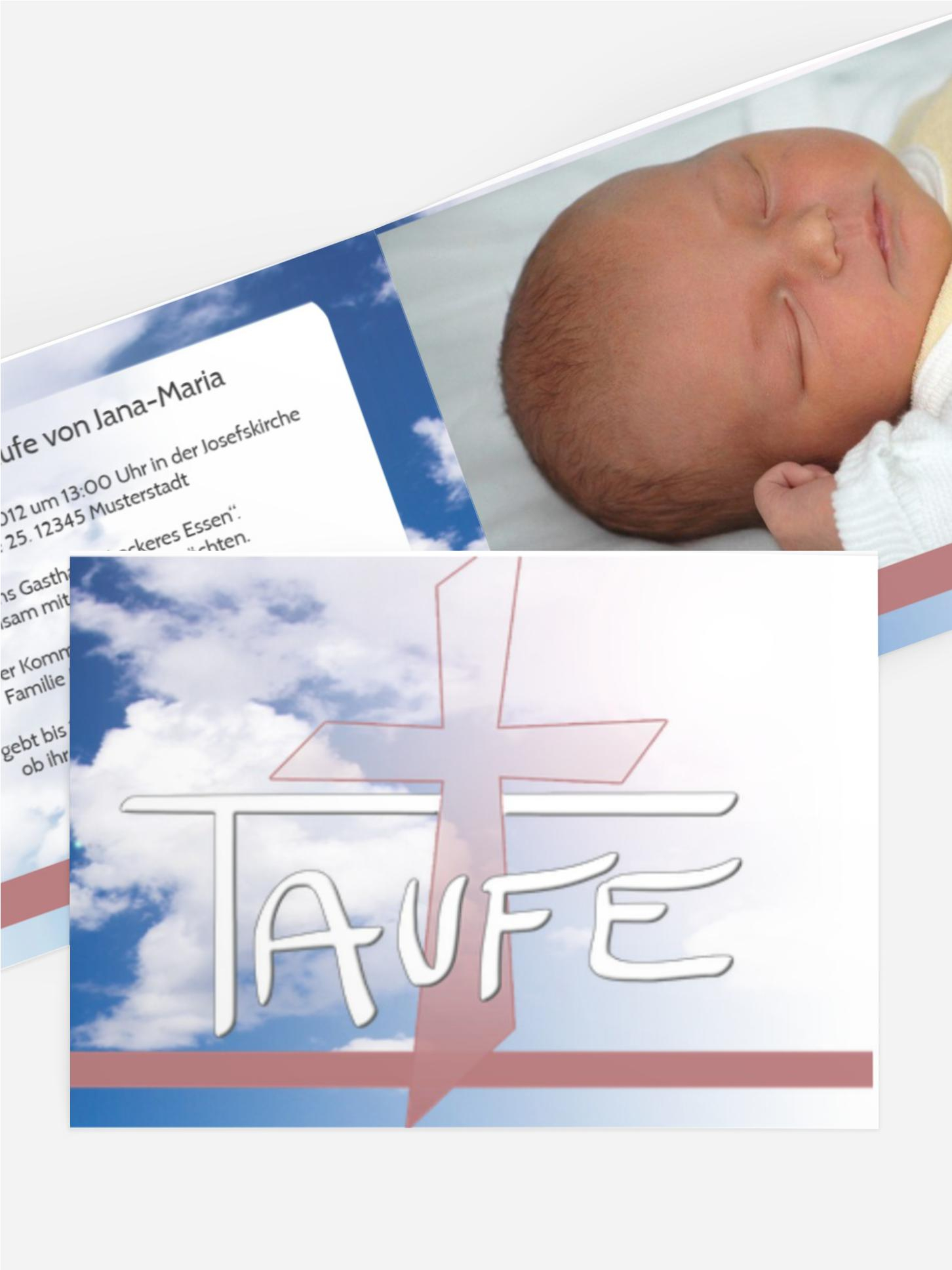 Einladungskarte Taufe Himmelskreuz