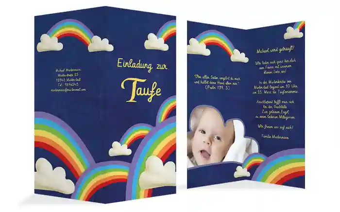 Taufkarte Regenbogenfantasie