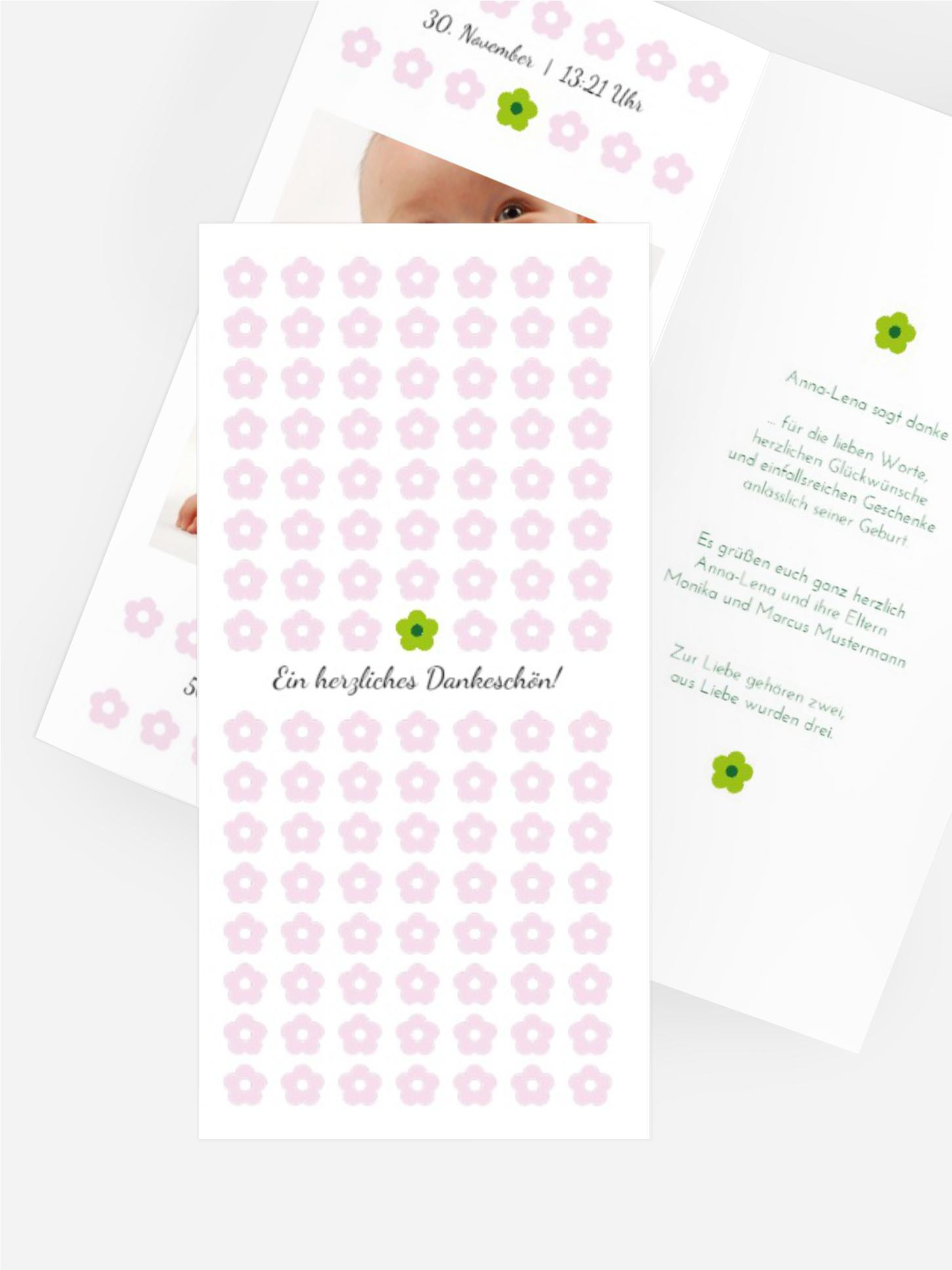 Dankeskarte zur Geburt Blumentapete