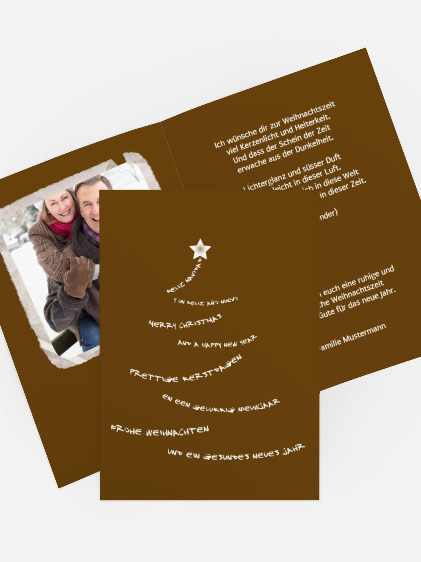 Grußkarte zu Weihnachten Privat Schriftbaum