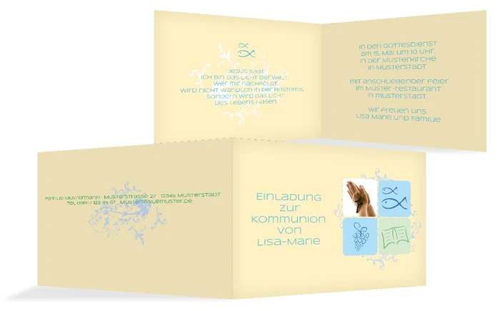 Einladungskarte Kommunion Fisch Einladungskarte Kommunion Fisch