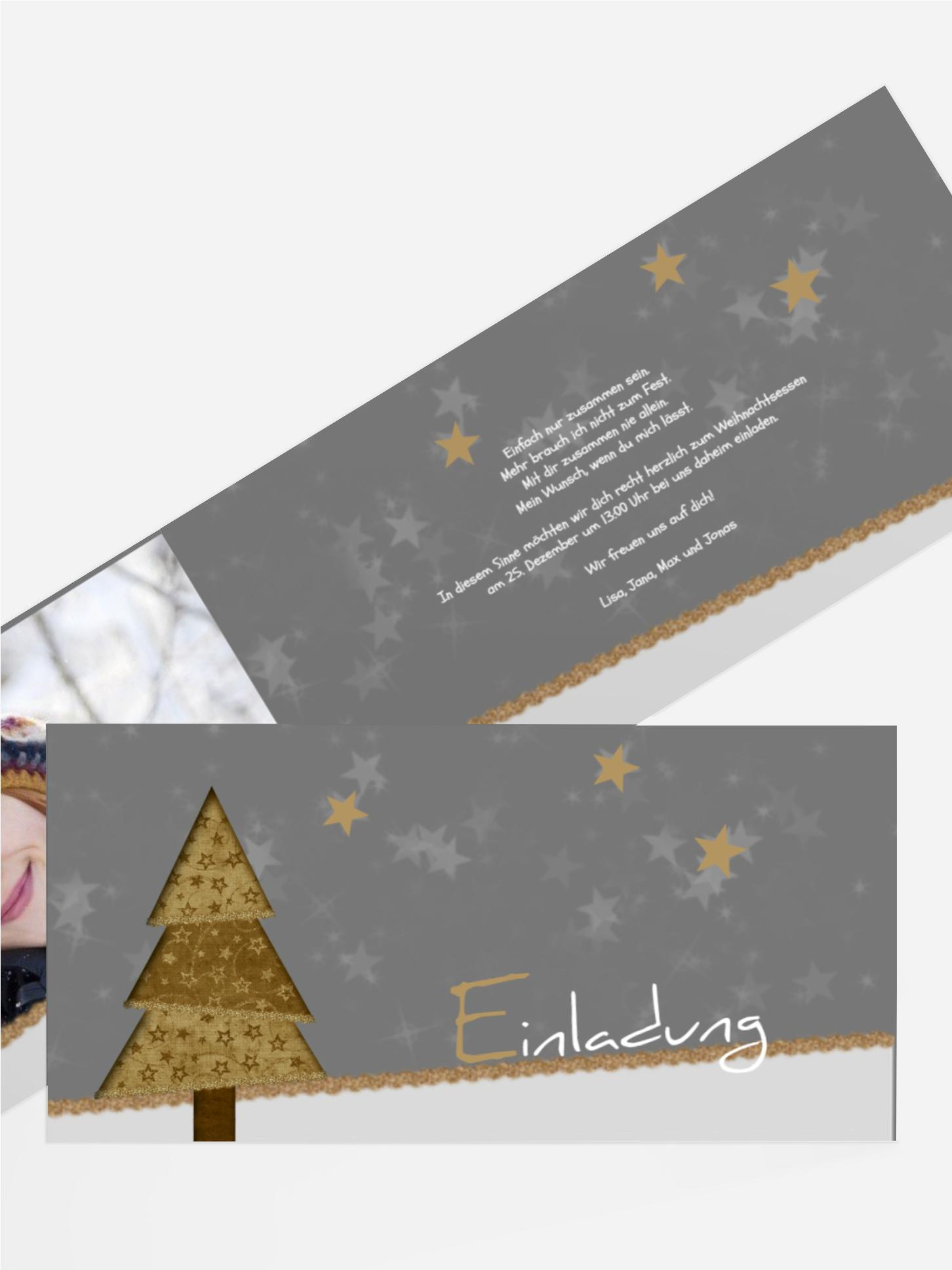 Weihnachtseinladung Privat Farbbäumchen