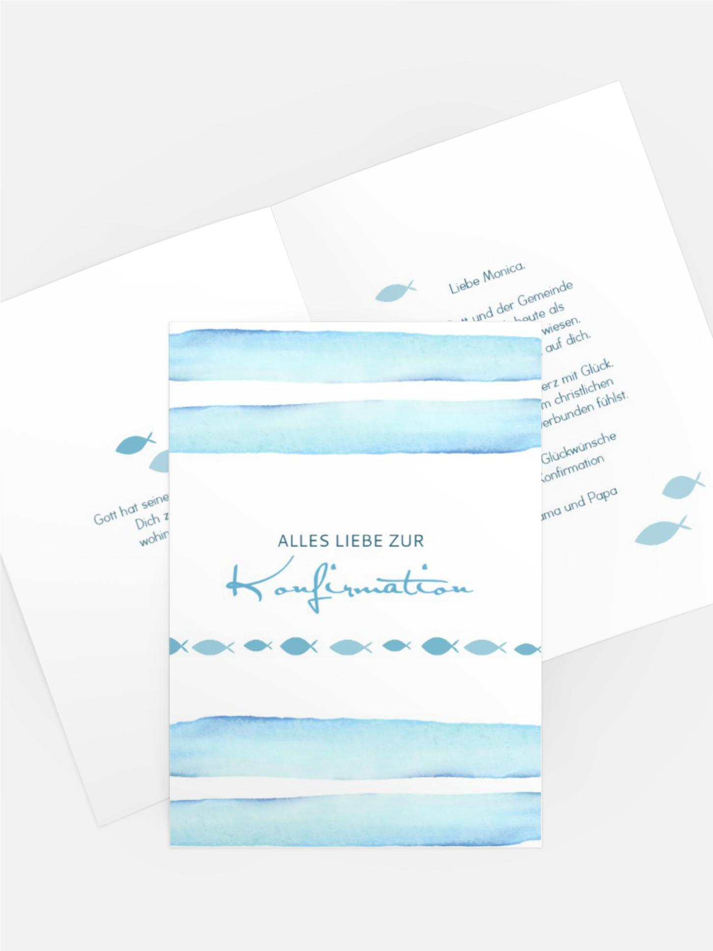Glückwunschkarte Konfirmation Aquarellfisch