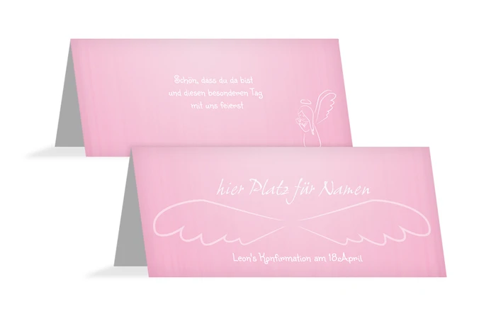 Tischkarte Konfirmation Angel Wings