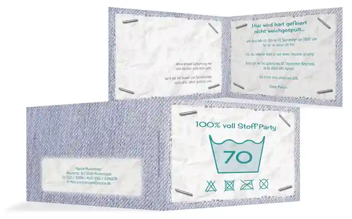 Einladung zum Geburtstag Waschzettel 70