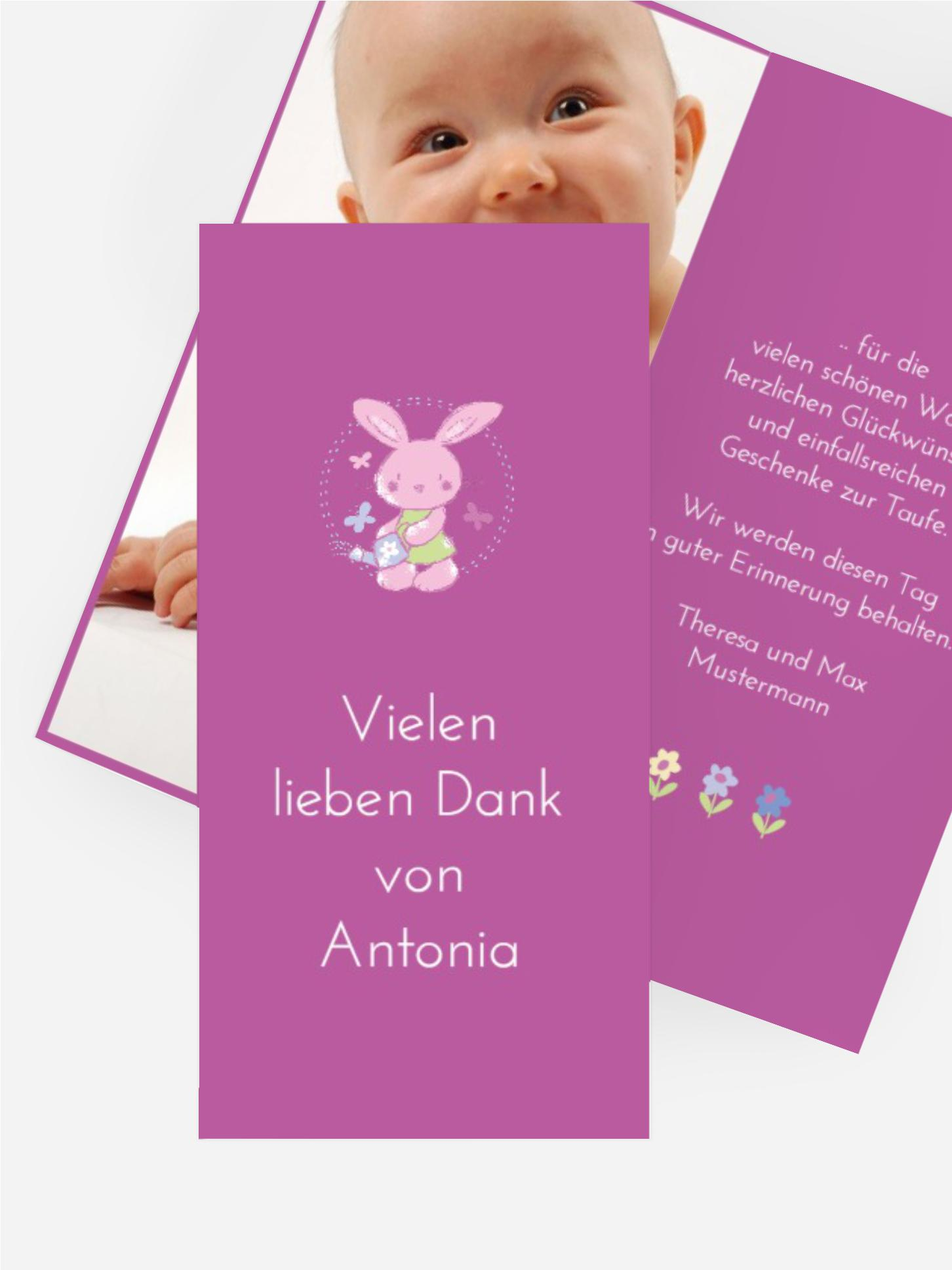Dankeskarte Taufe Hase