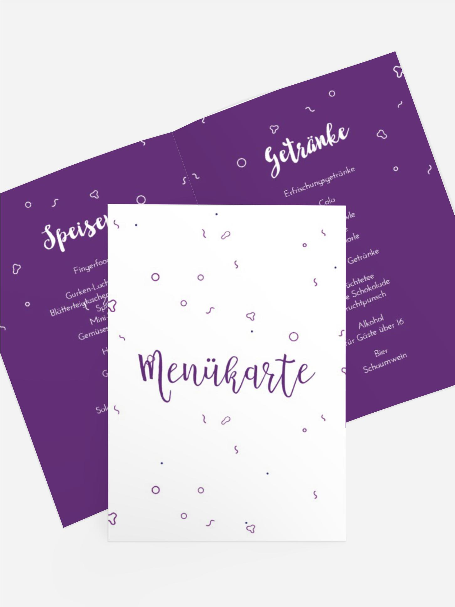 Menükarte Jugendliche Geburtstag Süße Lutscher
