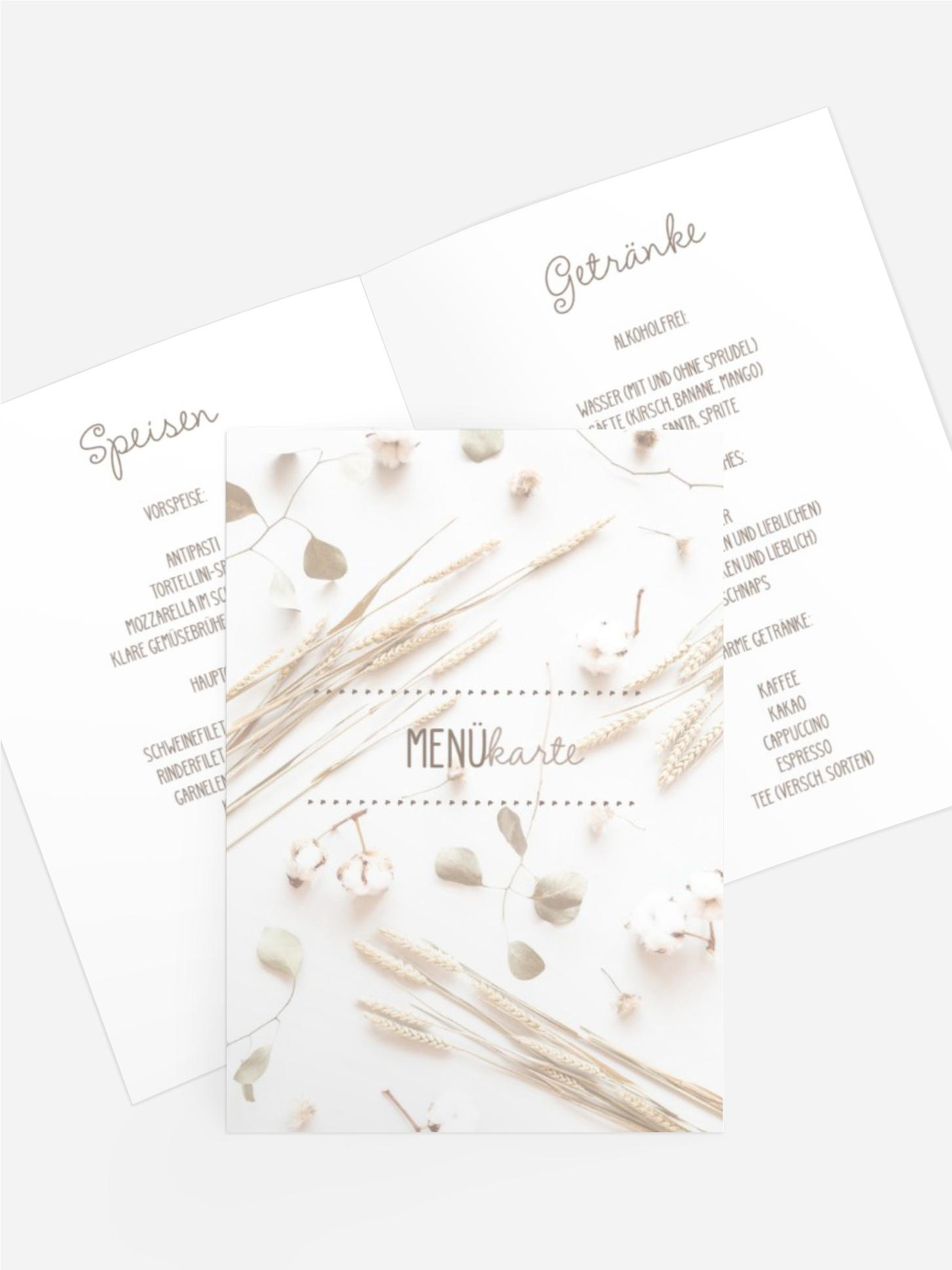 Menükarte Taufe Baby-Parameter