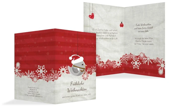 Weihnachtsgrußkarte Vogel