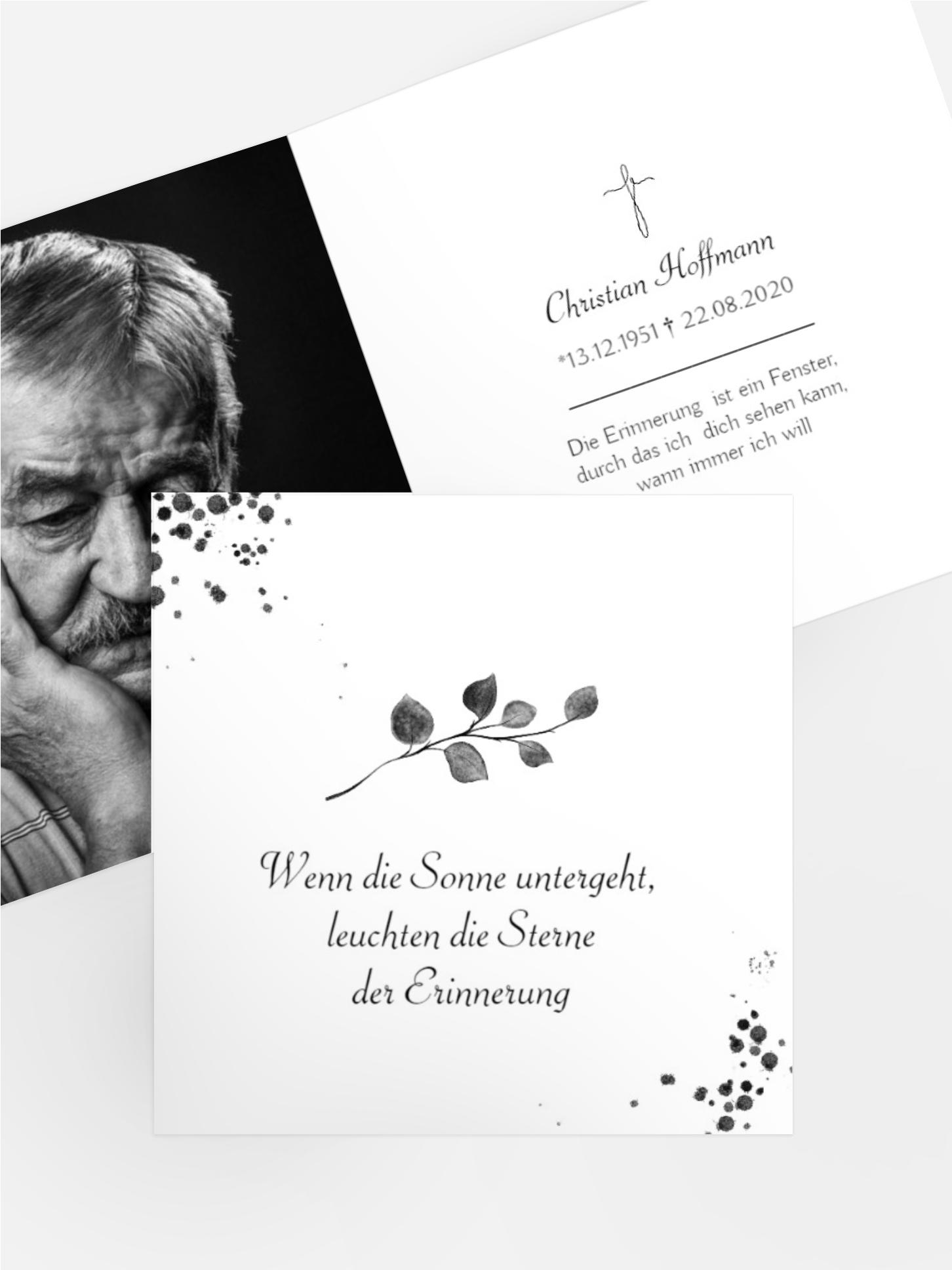 Sterbebildkarte Leise & Unerwartet