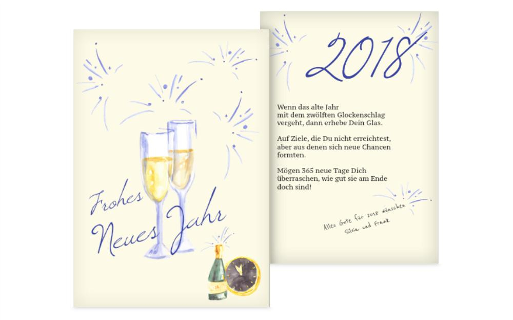 Neujahrskarte Sektanstoß