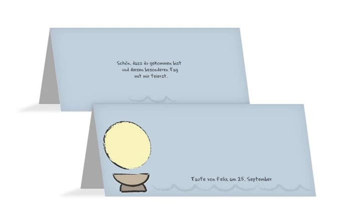 Tischkarte Taufe Taufbecken