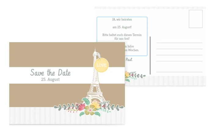Save the Date Karte zur Hochzeit Paris