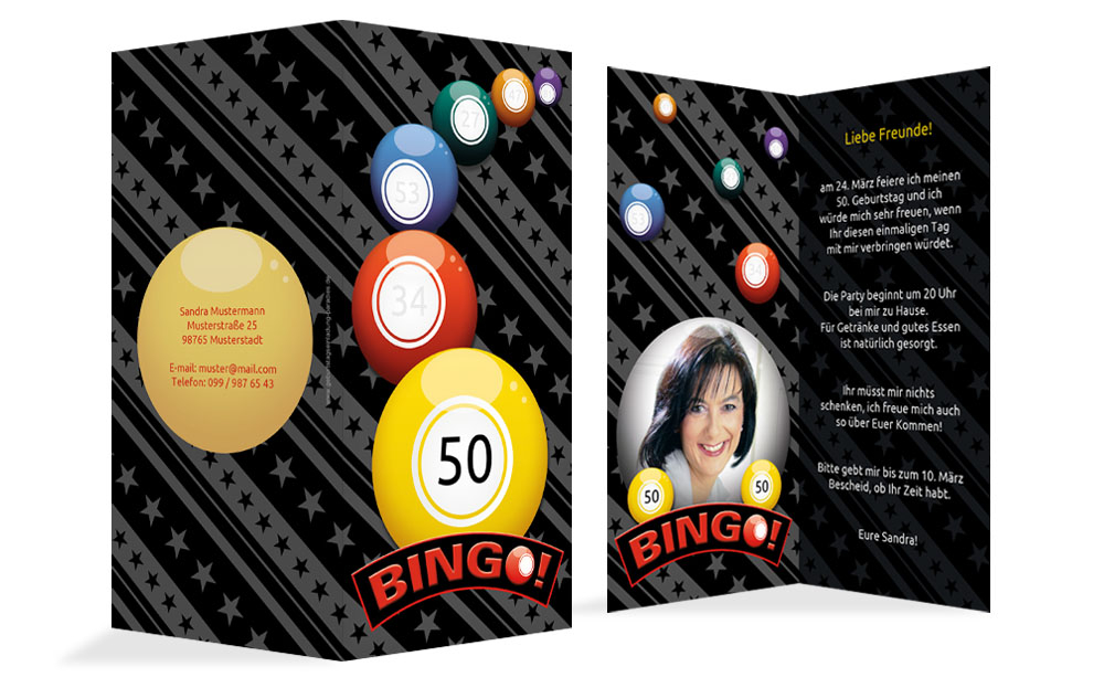 Einladung zum Geburtstag Bingo 50 Foto Einladung zum Geburtstag Bingo 50 Foto