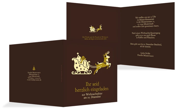 Einladungskarte Weihnachten Privat Kutsche