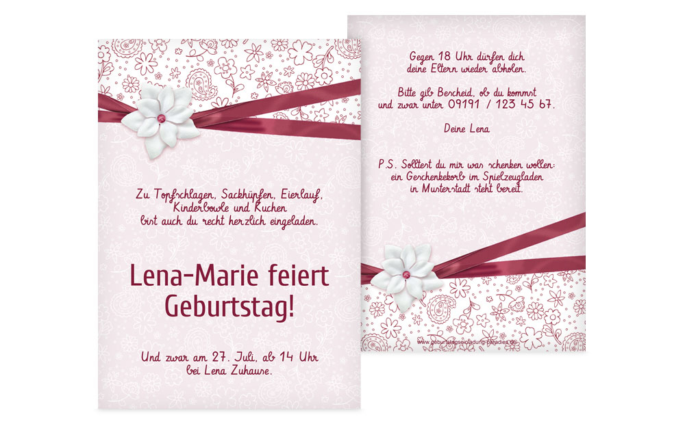 Geburtstagseinladungskarte Jasmin