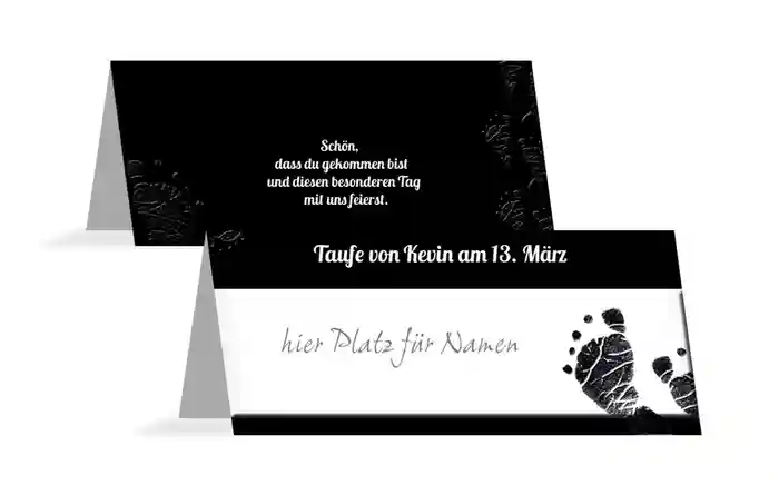 Tischkarte Taufe Footprint Tischkarte Taufe Footprint