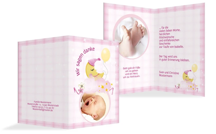 Dankeskarte Taufe Mond Dankeskarte Taufe Mond