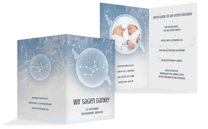 Dankeskarte zur Geburt Sternzeichen Jungfrau